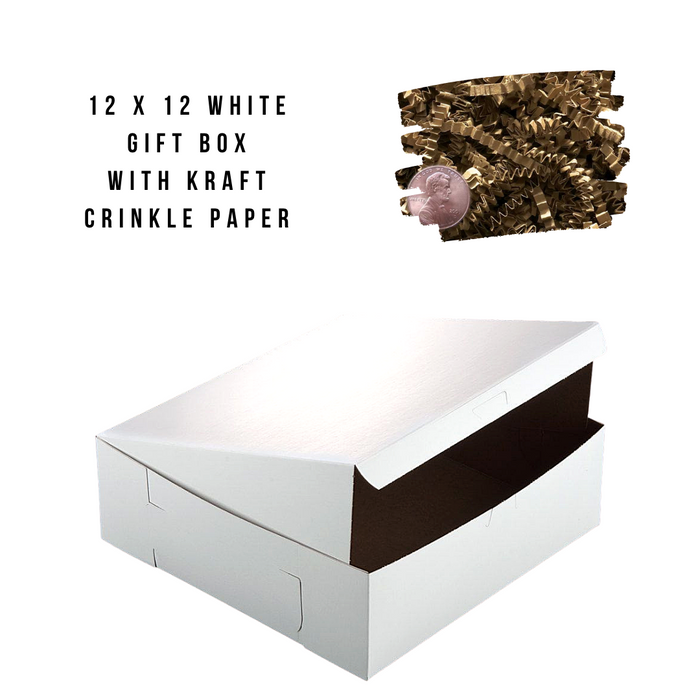 12 x 12 White Gift Box w/ Crinkle Paper