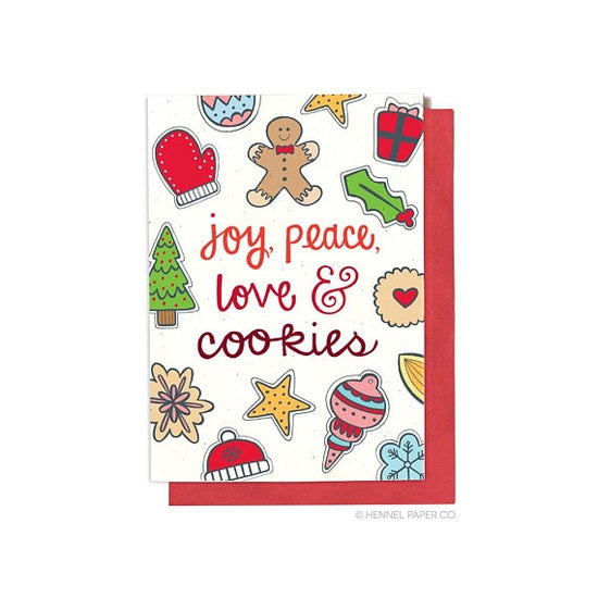 Joy, Peace, Love, & Cookies - Note Card