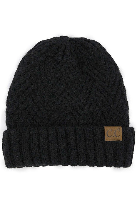 C.C Criss-Cross Pattern Cuff Beanie Hat