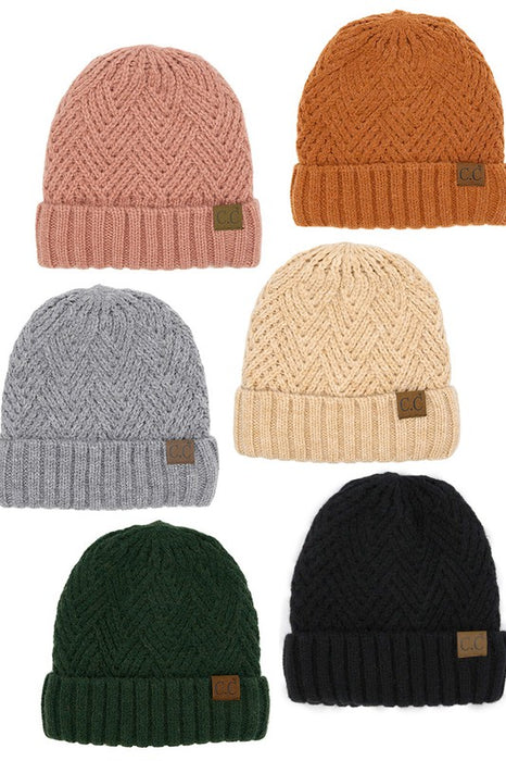 C.C Criss-Cross Pattern Cuff Beanie Hat