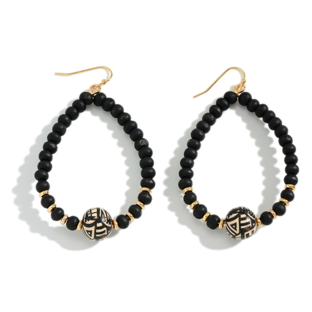 Black Aztec Bead Earrings
