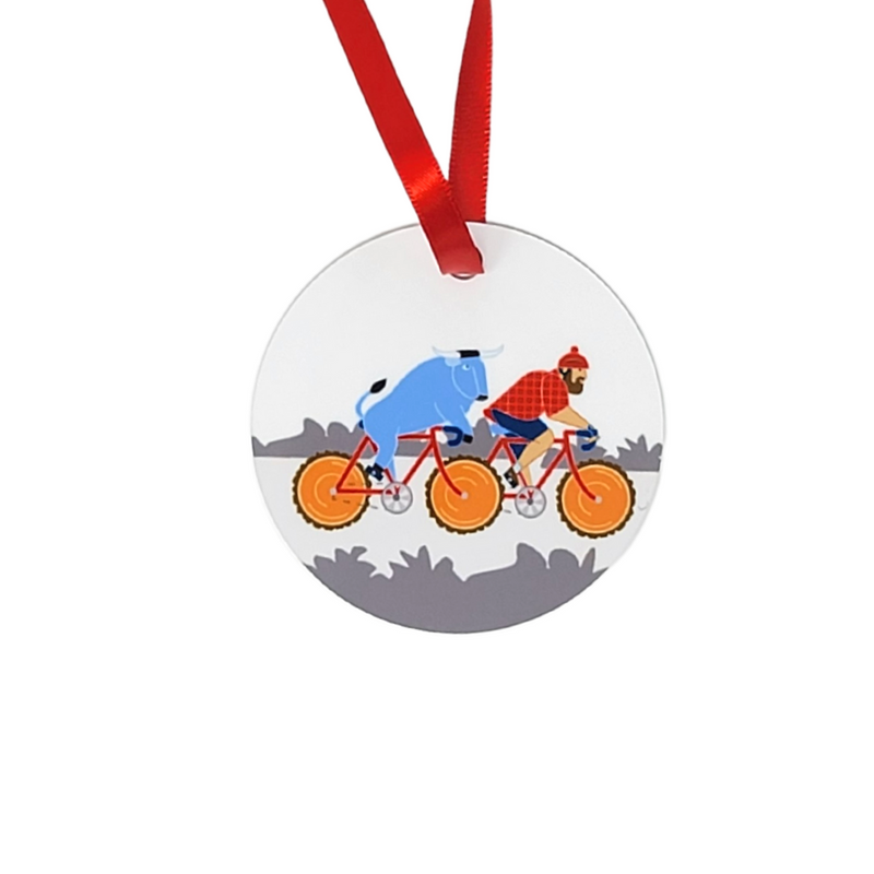 Paul and Babe Riding Bikes Ornament
