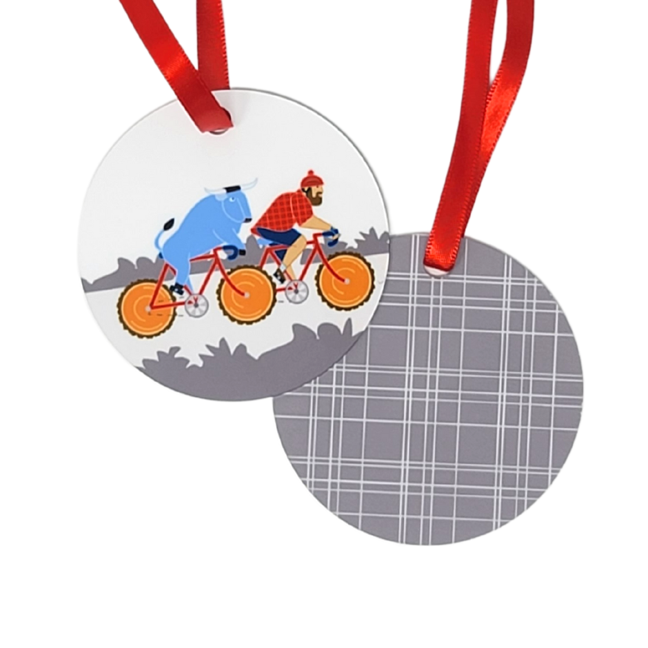 Paul and Babe Riding Bikes Ornament