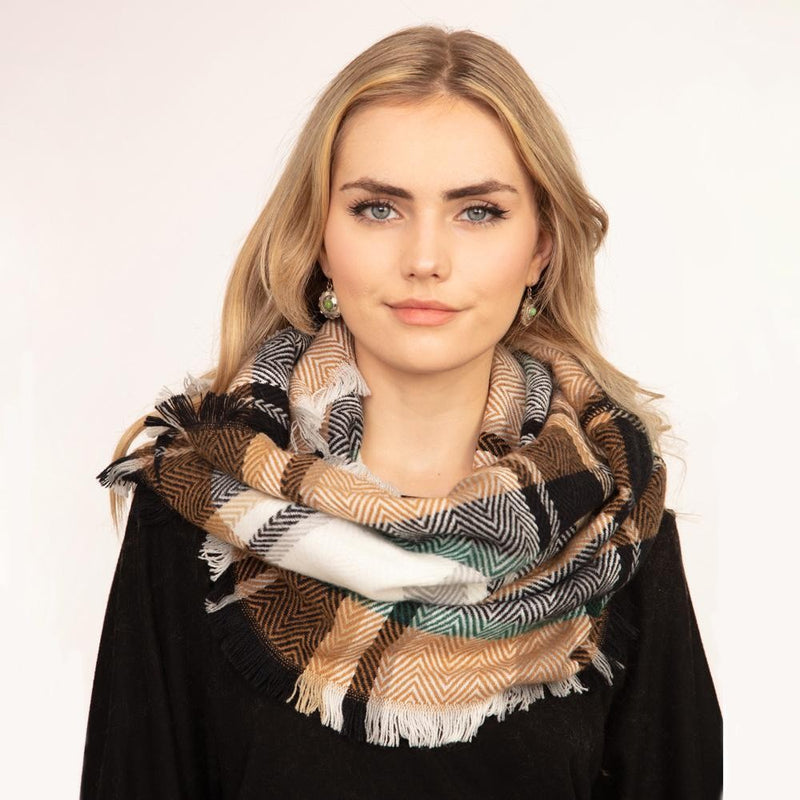Checker Plaid Infinity Scarves Compass Rose