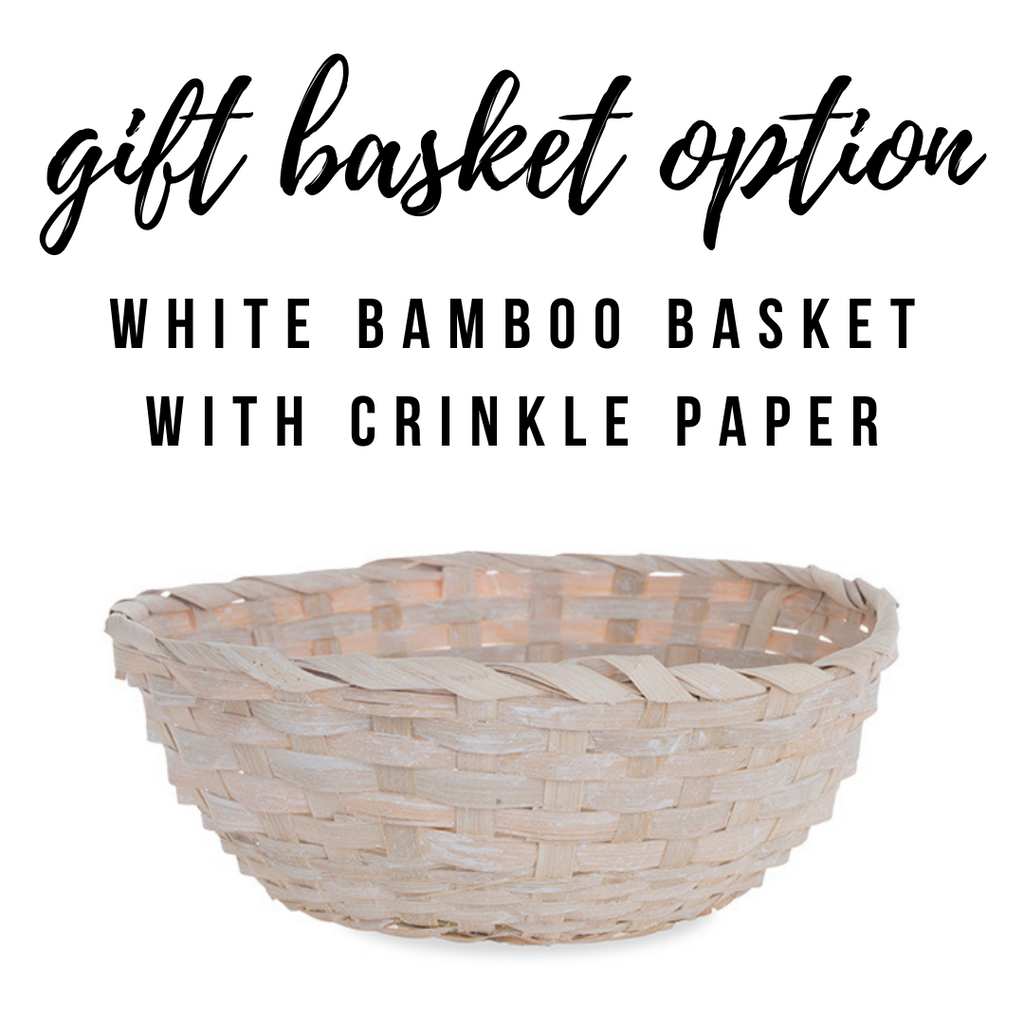 White Bamboo Basket w/ Crinkle Paper