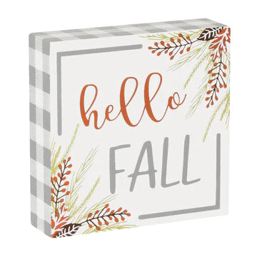 Hello Fall - Plaid Sign