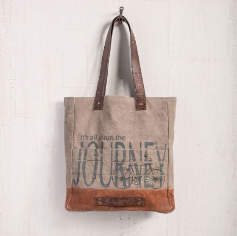 canvas tote purse journey bicycle