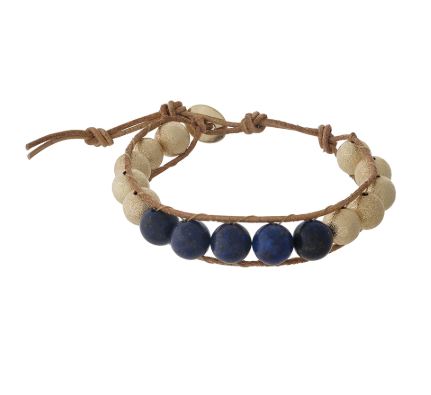 Blue and Gold Bead Bracelet