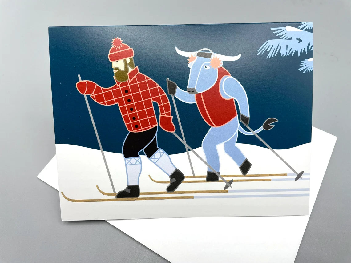 Paul + Babe X-Country Skiing - Note Card