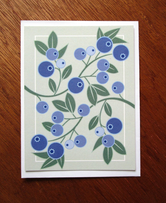 blueberries note card