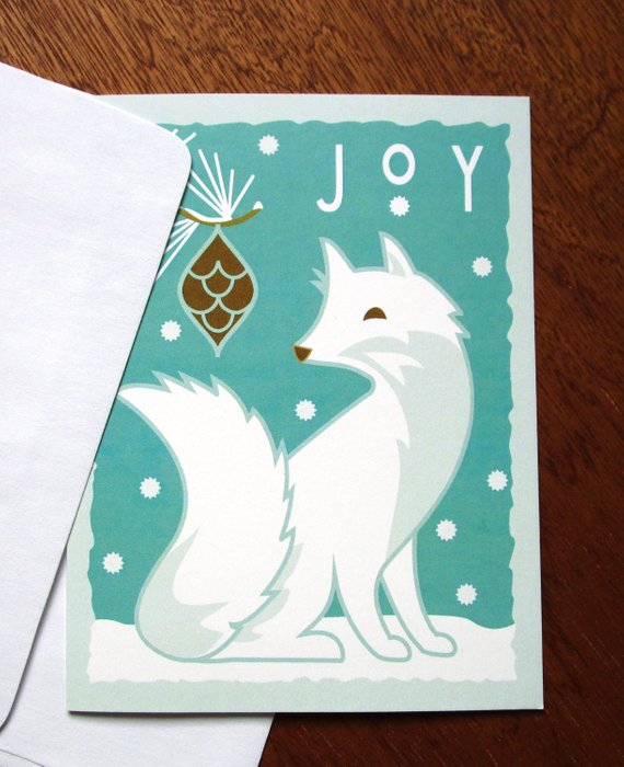 Joy White Fox - Note Card