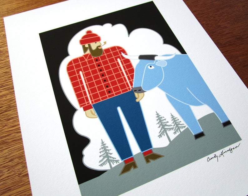 Paul Bunyan & Babe - Print