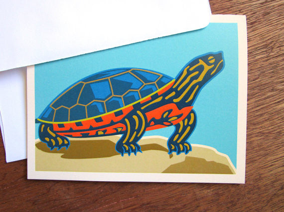 painted turtle card with envelope