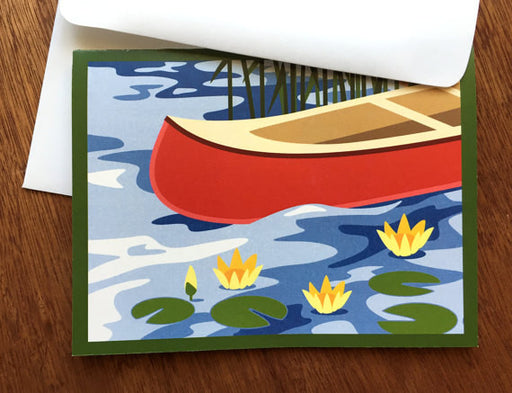 red canoe card with envelope